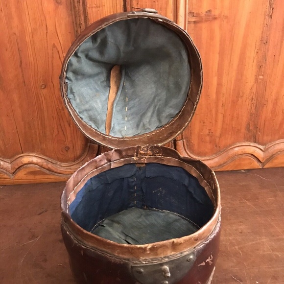 ANTIQUE CHINESE CHINA MING QING DYNASTY IMPERIAL HAT BOX LACQUER LEATHER RARE!! - Picture 4 of 8